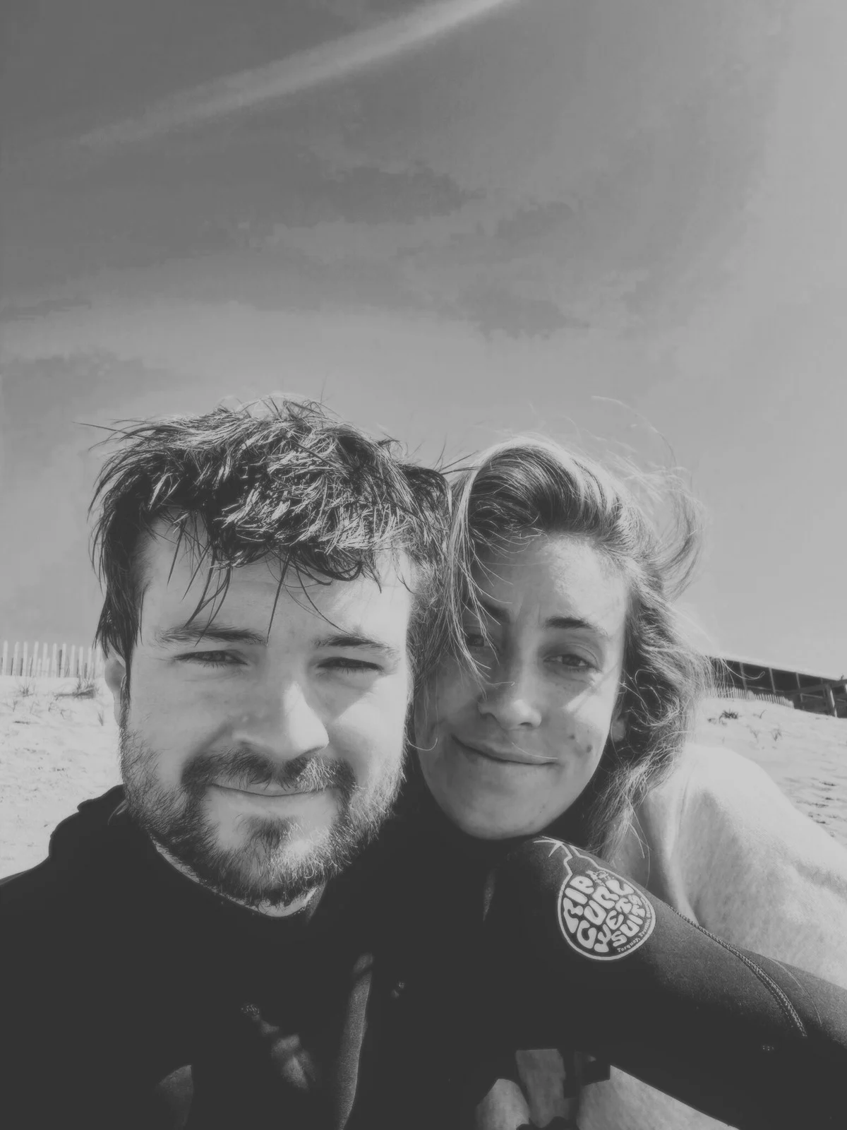Mikey and Lizzy in wetsuits